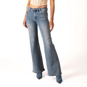 Free People Light Blue Flare Jeans Low Rise